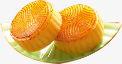 中秋节黄色两块月饼素材