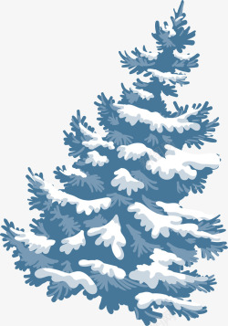 蓝色积雪圣诞树素材