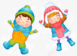 开心冬季温暖穿着小孩矢量图素材