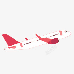 飞机出行红色创意扁平化飞机元素矢量图高清图片