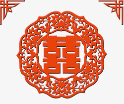 双喜剪纸素材