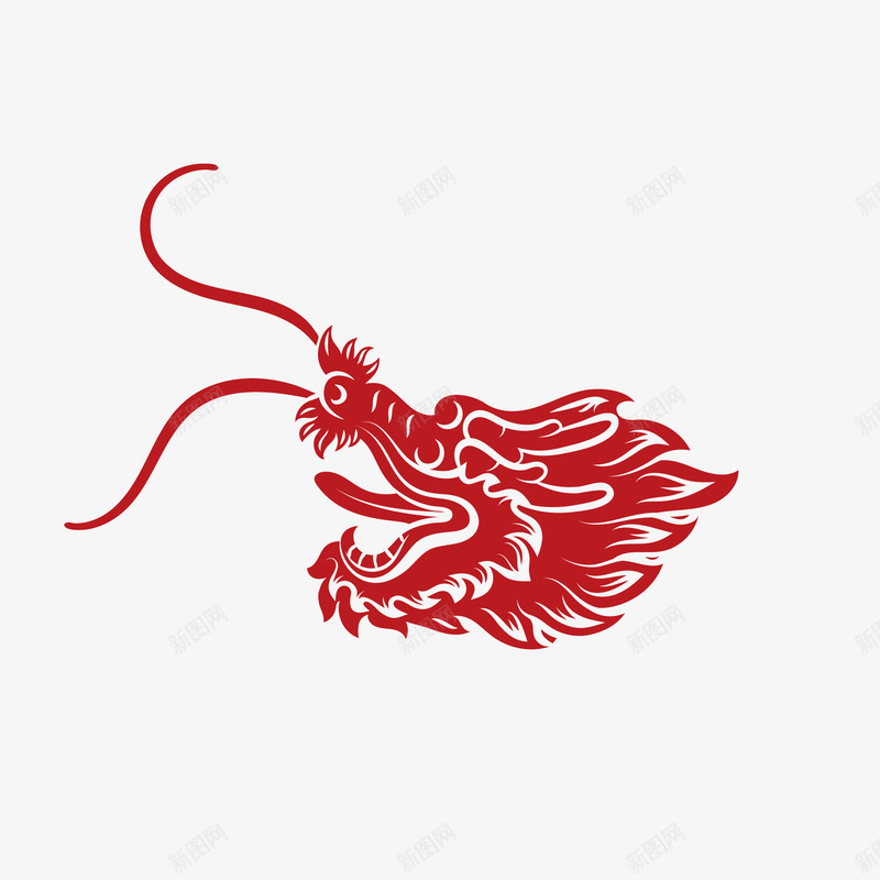 精致红色龙头图腾矢量图eps免抠素材_88icon https://88icon.com 中国风 剪纸 图案 图腾 矢量图 窗花 简约 红色 红色神龙 线条 装饰 龙 龙头 龙头剪纸