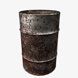 机油桶破旧灰色大桶圆柱形机油桶高清图片