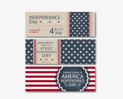 3款美国独立日卡片矢量图素材