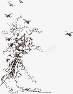 蜜蜂和花丛蜜蜂花丛高清图片