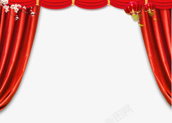 红色喜庆舞台H5背景中国风大红色舞台幕布高清图片