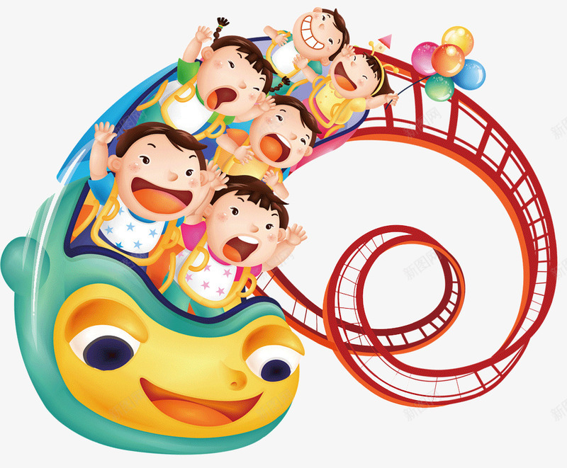 游乐园png免抠素材_88icon https://88icon.com 儿童节 欢乐 欢声笑语 车头 过山车