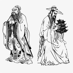 历史人物画像孔子和鲁班线描画像高清图片