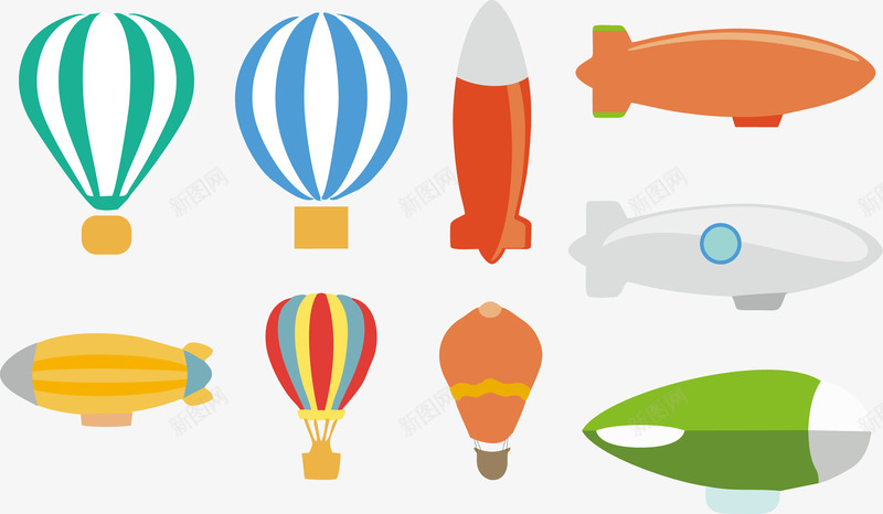 热气球火箭矢量图eps免抠素材_88icon https://88icon.com 条纹 橘色 火箭 热气球 矢量PNG 红色 绿色 矢量图
