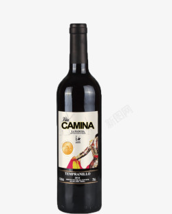 葡萄酒瓶子卡米娜干红葡萄酒高清图片
