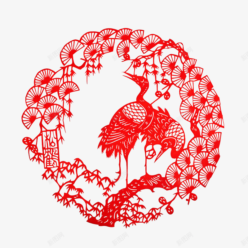 中国风仙鹤剪纸png免抠素材_88icon https://88icon.com 中国风 仙鹤 剪纸 扇子