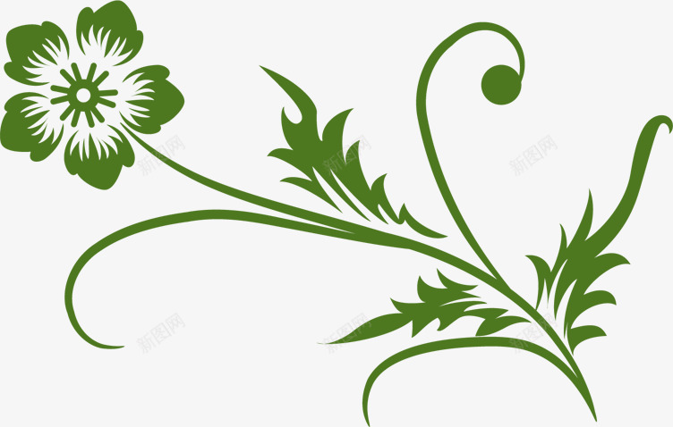 绿色精致手绘卡通花朵png免抠素材_88icon https://88icon.com 卡通 精致 绿色 花朵