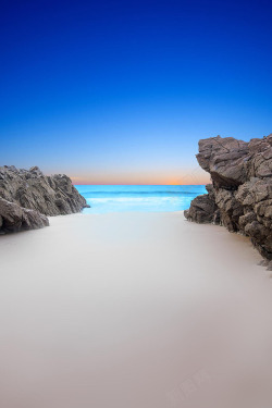 蓝天大海沙滩岩石素材