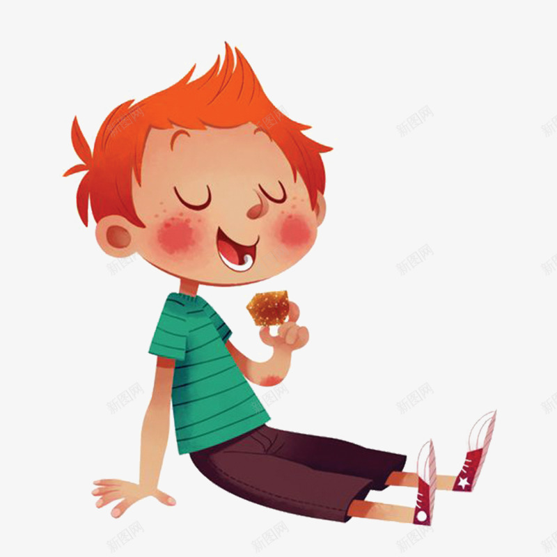 卡通手绘男孩吃蛋糕png免抠素材_88icon https://88icon.com 享受 免抠PNG 卡通 吃蛋糕 手绘 男孩