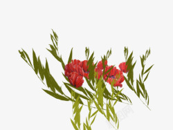 手绘绿叶插花素材