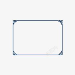 不规则矩形勾勒蓝色古典花纹边框高清图片