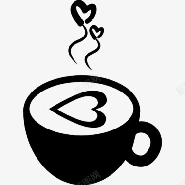拉花心形拉花的热咖啡图标图标