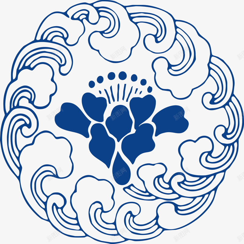 青花瓷图案png免抠素材_88icon https://88icon.com 古典 古典水纹 图案 水纹 青花瓷