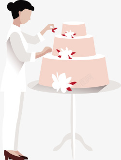 糕点师一个糕点师正在裱花矢量图高清图片