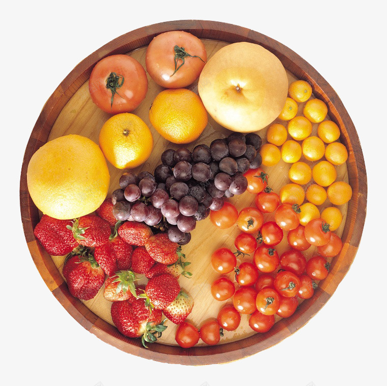 圆形木板上的水果png免抠素材_88icon https://88icon.com 产品实物 免费png 圣女果 水果 红色 草莓 西红柿