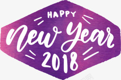 紫色水彩底纹新年快乐矢量图素材
