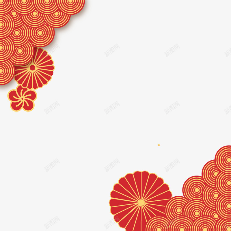 一个祥云红花装饰边框矢量图ai免抠素材_88icon https://88icon.com 一个边框 中国风 扁平化 祥云 红色 花朵 装饰 矢量图