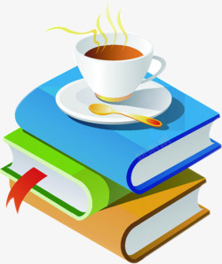 卡通彩色书籍上的咖啡开学季素材