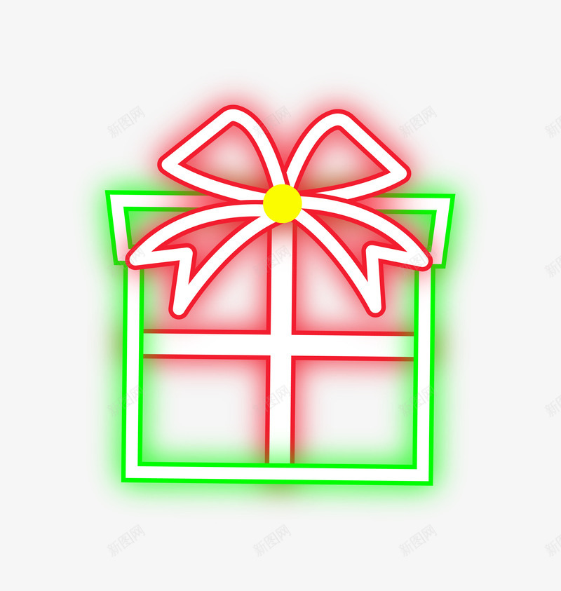 圣诞节时尚发光礼物盒矢量图ai免抠素材_88icon https://88icon.com 圣诞节 时尚 矢量图案 礼物 蝴蝶结 霓虹发光 矢量图