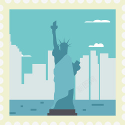 卡通旅游城市邮票美国矢量图素材