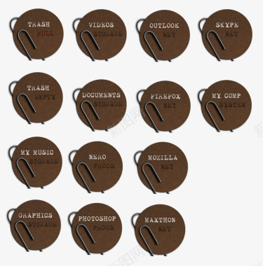 咖啡色背景相框咖啡色标签曲别针图标图标