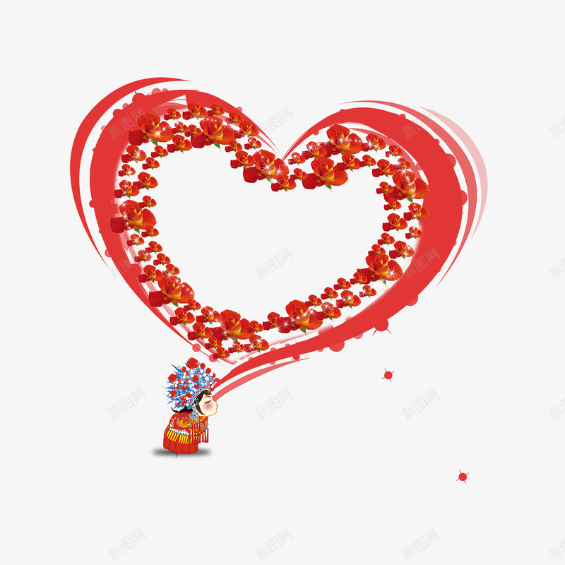 玫瑰爱心婚庆装饰psd免抠素材_88icon https://88icon.com 卡通人 婚庆装饰 爱心 玫瑰