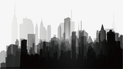 黑色灰色城市剪影背景素材