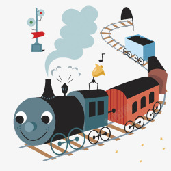 老火车扁平卡通装饰插图运输式老式火车高清图片