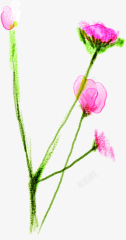 粉色春季手绘小花装饰素材