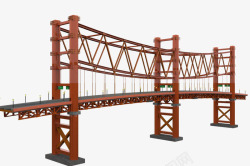 红色钢材大铁索桥素材
