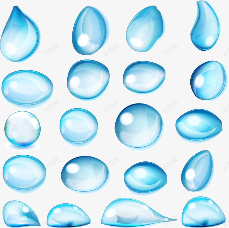 蓝色水珠png免抠素材_88icon https://88icon.com 各异 形状 水 水滴 水滴型 水珠