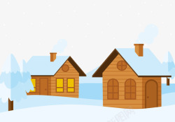雪地里的小木屋素材
