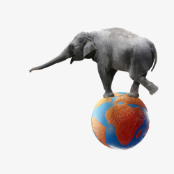 创意大象脚踩地球素材