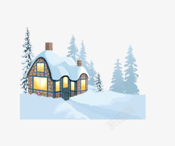 下雪天的房屋景色素材