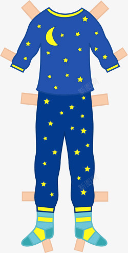 摘星星的男孩儿童男睡衣矢量图高清图片
