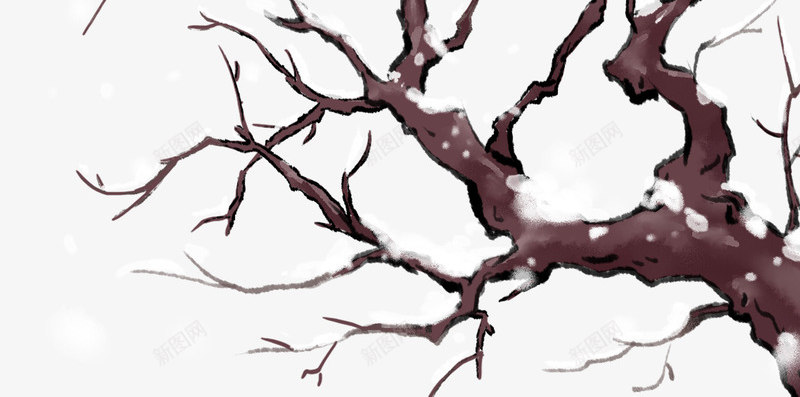 雪天的树枝手绘png免抠素材_88icon https://88icon.com 下雪 冬天 冬季 户外 暖冬 枝丫 枝头 枯枝 枯树 树枝 连枝 雪地 雪天