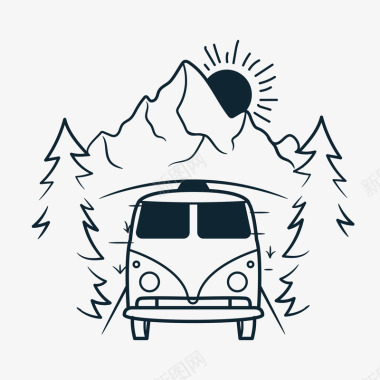 红棕色背景纹理山中汽车装饰案矢量图图标图标