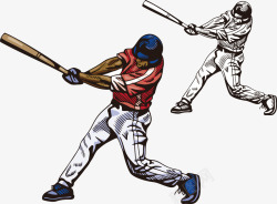 手绘卡通棒球运动插画矢量图素材
