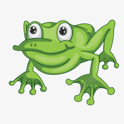 手绘绿色可爱青蛙矢量图素材