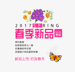 手绘紫娇花春季新品文字排版高清图片