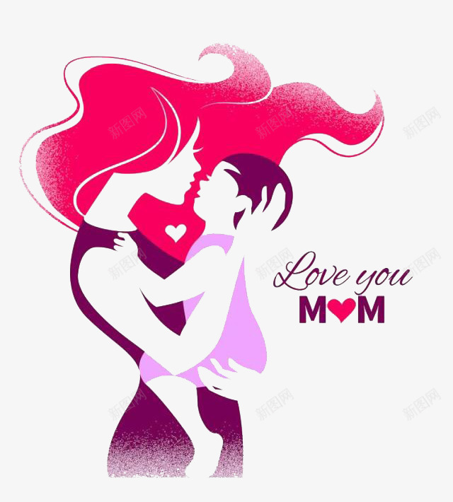 妈妈我爱你png免抠素材_88icon https://88icon.com 妈妈和儿子手绘 手绘紫色 母亲节 母子装