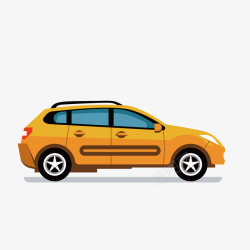 矢量汽车插画黄色扁平化汽车元素矢量图高清图片
