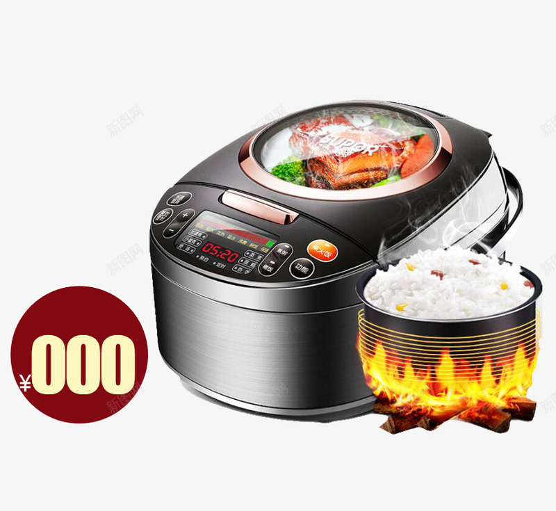 家用电饭煲png免抠素材_88icon https://88icon.com 产品实物 电器 电锅 电饭锅 黑色