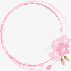 粉色标签粉色春季梦幻花圈高清图片