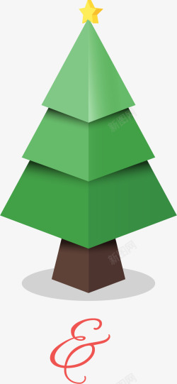 手绘乐高积木圣诞树矢量图素材
